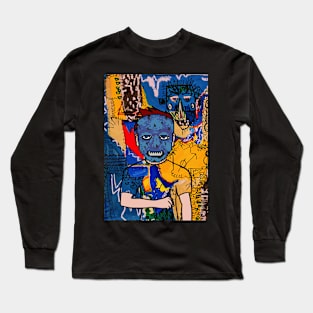 MaleMask NFT named Luc with PixelEye Color and BlueSkin Color - Street Art Style Long Sleeve T-Shirt